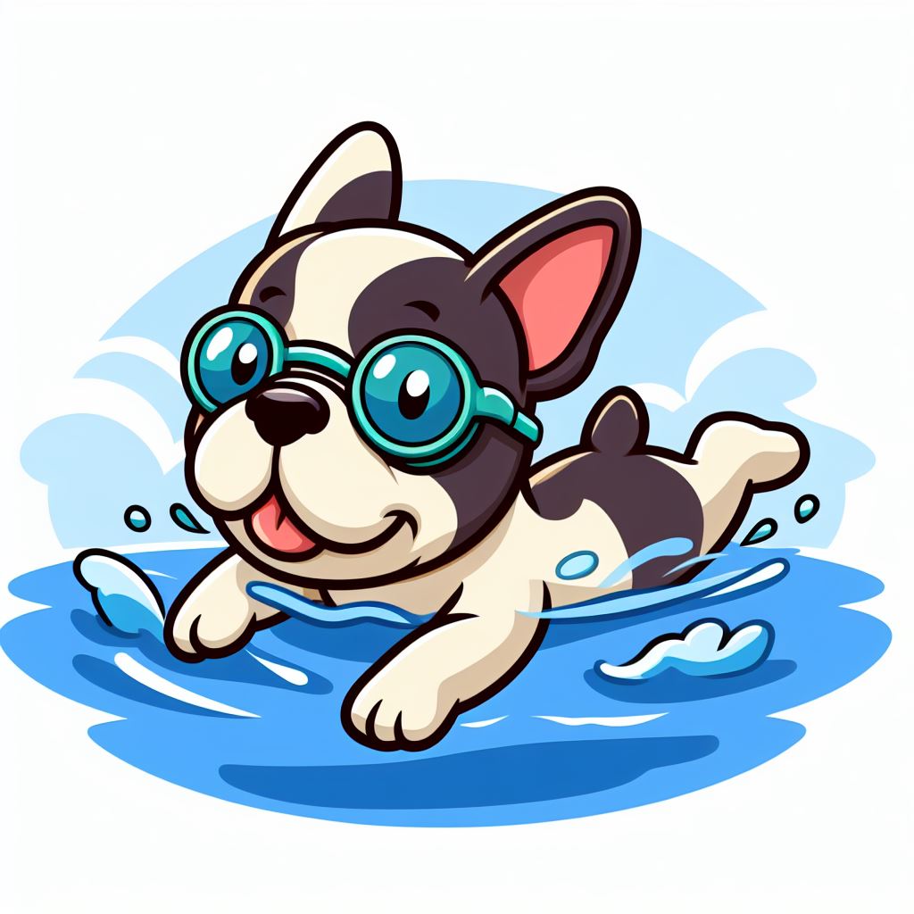 French bulldogs love to swim but they must be supervised and struggle to float. 